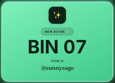 New buyer popup: BIN 07.