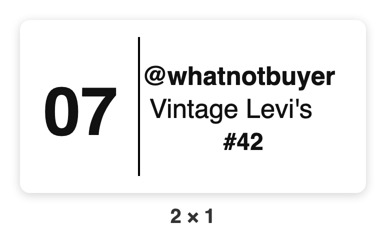 An item label with bin, buyer, item name and lot number.