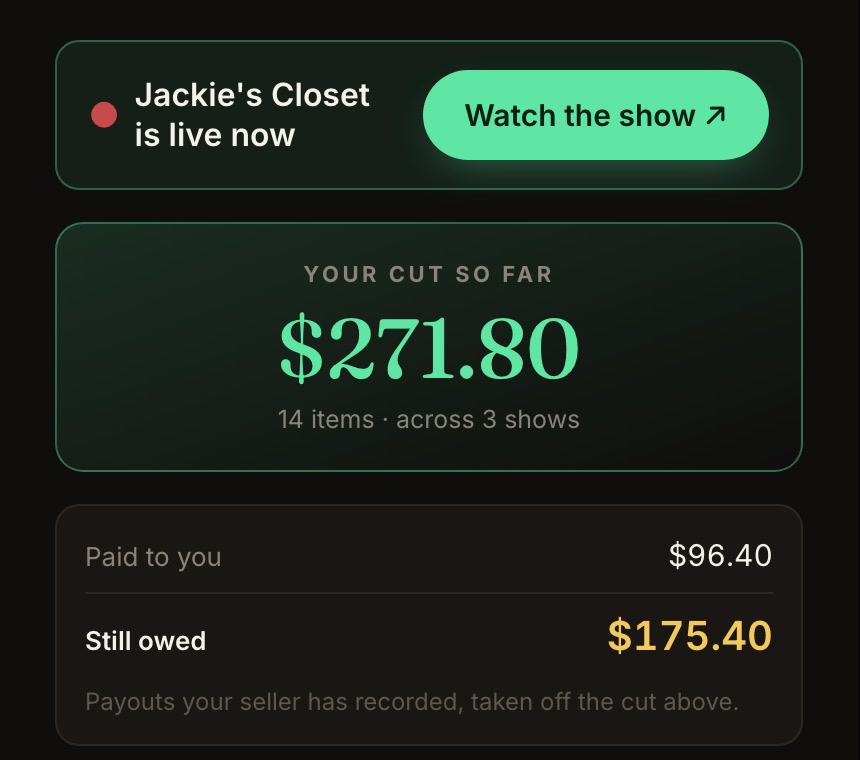 Live sales in the consignor portal during your show.