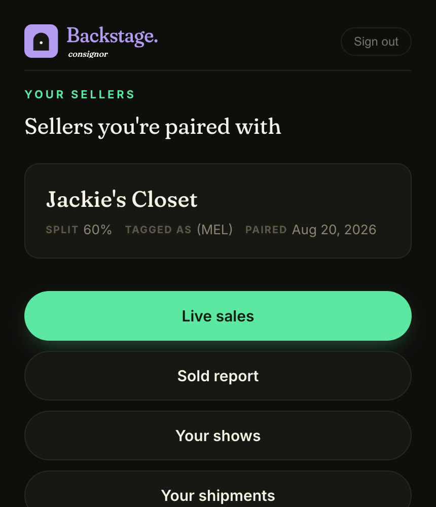Pair with a code: the real Backstage screen